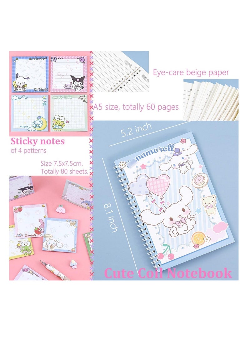 Coolchic School Supplies Set,Kawaii Stationery Gift Set, Back to School Stationary Including Notebook Pencil Case,Stickers,Pins Badge,Bookmark (Cinnamoroll) - Image 3
